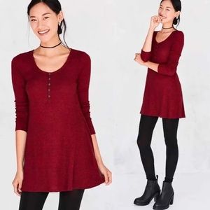 BDG Urban Outfitters Red Henley Mini Dress - Size M